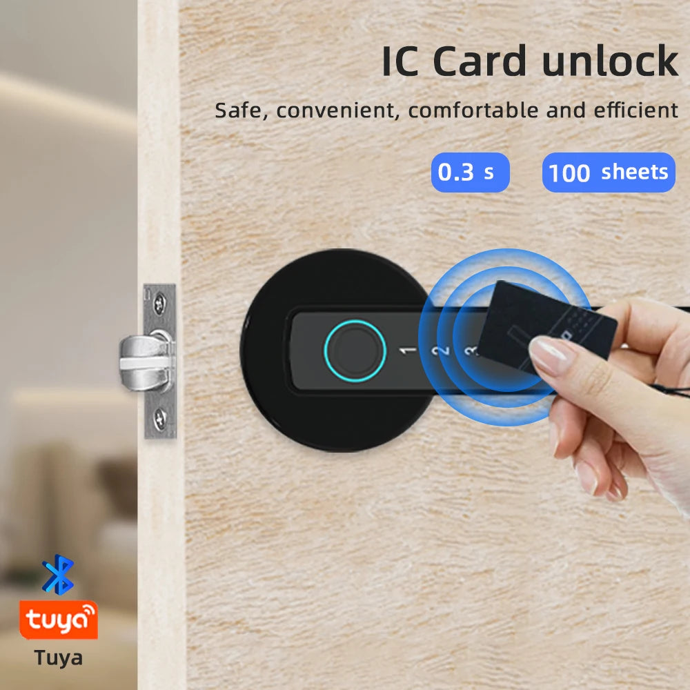 RAYKUBE M5 Tuya BLE Smart Fingerprint Door Lock Electronic Lock with Password/Key/Card/Smartlife/Tuya APP Unlock For Bedroom