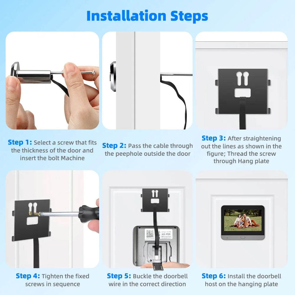 Inteligentna kamera cyfrowa 3MP Mini Peephole Door Camera z Wi-Fi 2,4 GHz, podczerwienią, widzeniem nocnym, czujnikiem ruchu PIR, cyfrowym podglądem, aplikacją iCam365