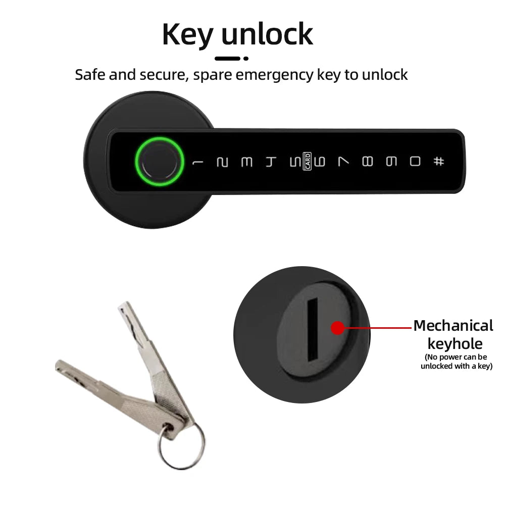 RAYKUBE M5 Tuya BLE Smart Fingerprint Door Lock Electronic Lock with Password/Key/Card/Smartlife/Tuya APP Unlock For Bedroom