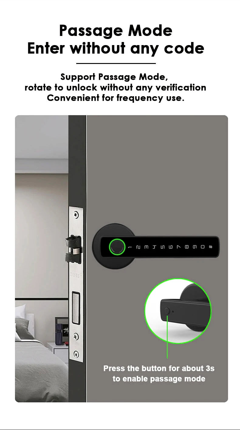 RAYKUBE M5 Tuya BLE Smart Fingerprint Door Lock Electronic Lock with Password/Key/Card/Smartlife/Tuya APP Unlock For Bedroom