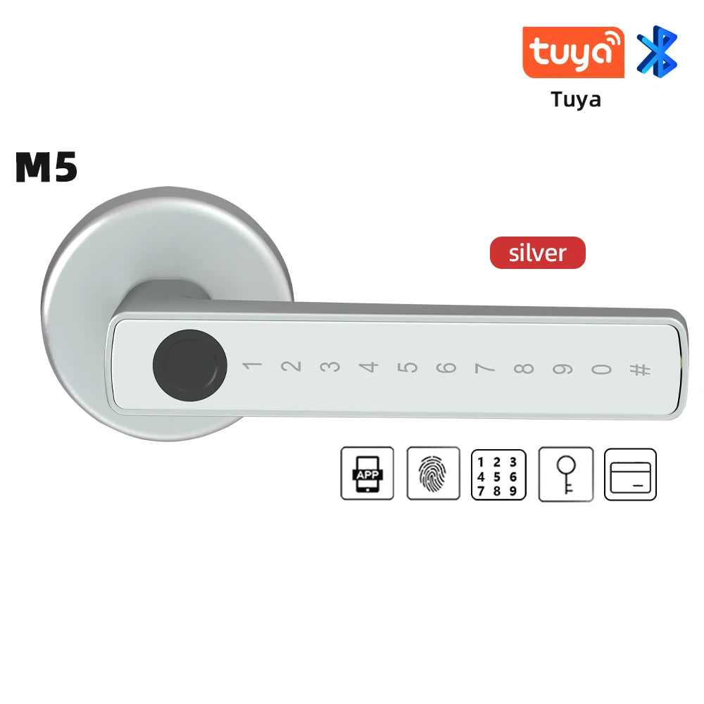 RAYKUBE M5 Tuya BLE Smart Fingerprint Door Lock Electronic Lock with Password/Key/Card/Smartlife/Tuya APP Unlock For Bedroom