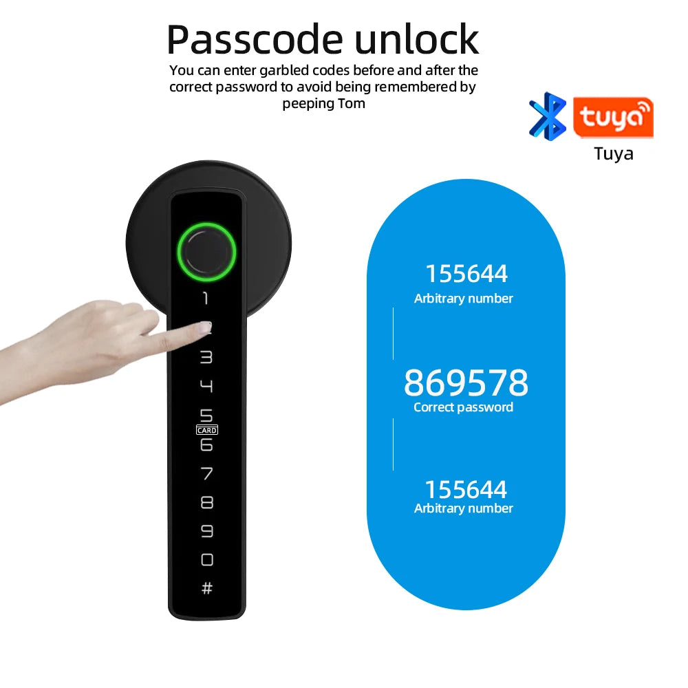 RAYKUBE M5 Tuya BLE Smart Fingerprint Door Lock Electronic Lock with Password/Key/Card/Smartlife/Tuya APP Unlock For Bedroom