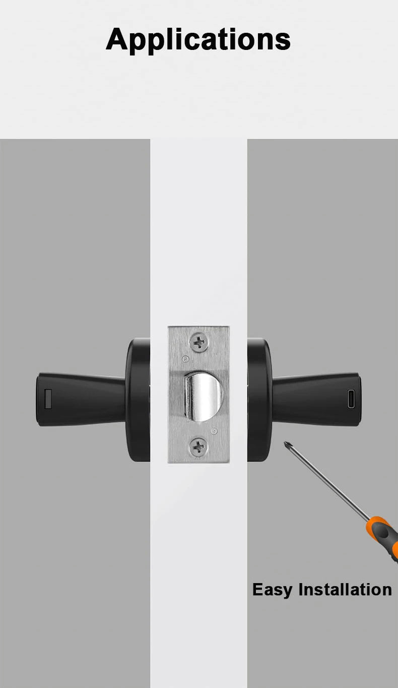 RAYKUBE M5 Tuya BLE Smart Fingerprint Door Lock Electronic Lock with Password/Key/Card/Smartlife/Tuya APP Unlock For Bedroom