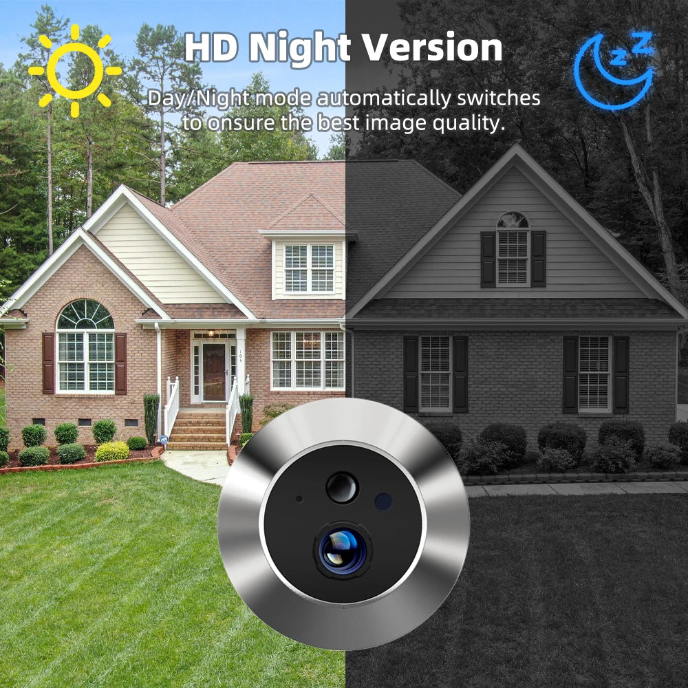 Inteligentna kamera cyfrowa 3MP Mini Peephole Door Camera z Wi-Fi 2,4 GHz, podczerwienią, widzeniem nocnym, czujnikiem ruchu PIR, cyfrowym podglądem, aplikacją iCam365